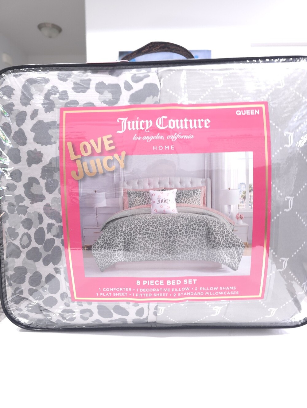 Juicy Couture QUEEN 8 Piece Leopard Gray Comforter Set Viral